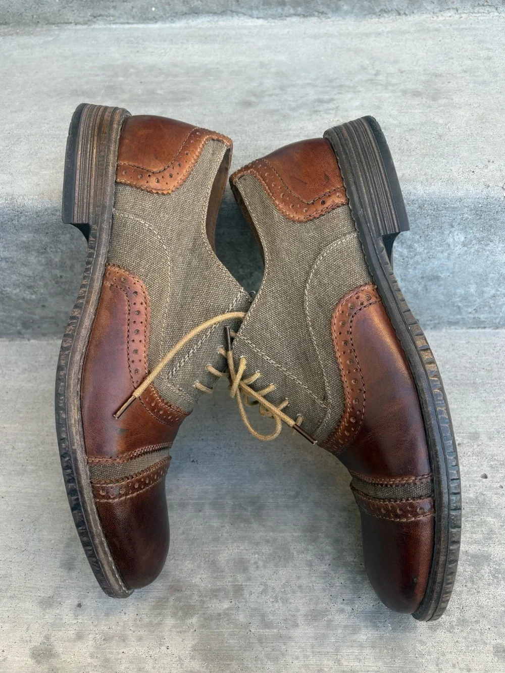 Steve Madden Camrin Brown Leather Canvas Lace Up Oxfords Size 8.5